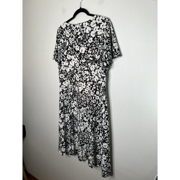 Chaps Woman Black Empire Waist  Fit & Flare Stretch Dress Short Sleeve Size XL - Picture 4 of 11